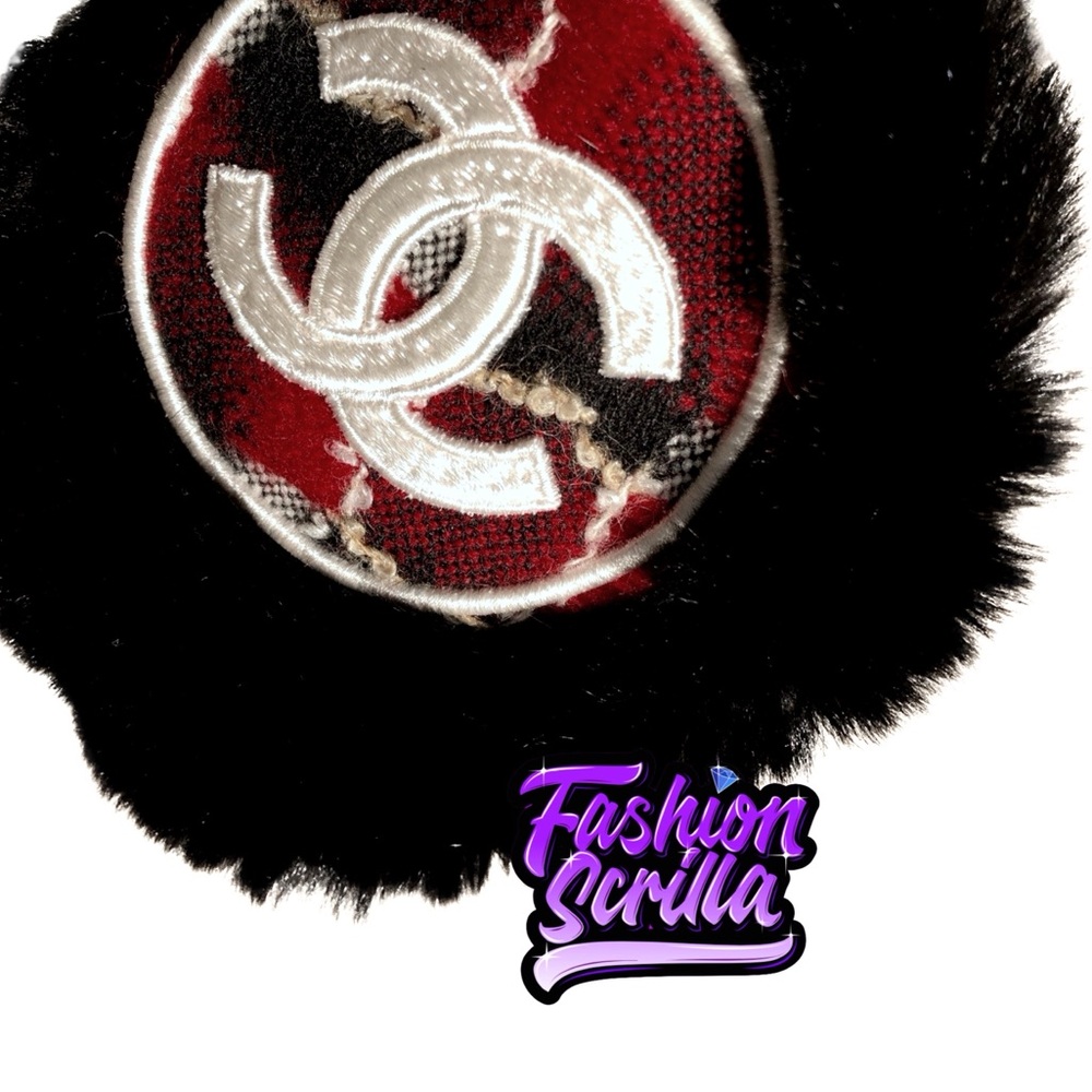 Vintage CHANEL Red and Black Orylag Rabbit Fur Earmuffs RedBlack - Picture 12 of 16
